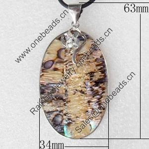 Shell Pendant, 34x63mm, Hole:Approx 4mm, Sold by PC