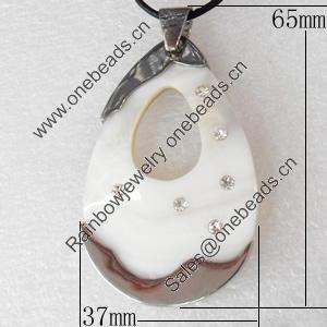 Shell Pendant, 37x65mm, Hole:Approx 4mm, Sold by PC