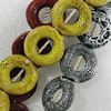 Ceramics Beads, Mix Color, Donut O:18mm I:7mm Hole:1.5mm, Sold by Bag