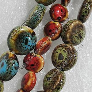 Ceramics Beads, Mix Color, Flat Round 15mm Hole:1.5mm, Sold by Bag