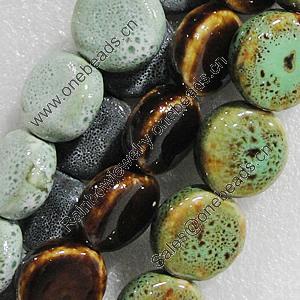 Ceramics Beads, Mix Color, Flat Round 15mm Hole:1.5mm, Sold by Bag
