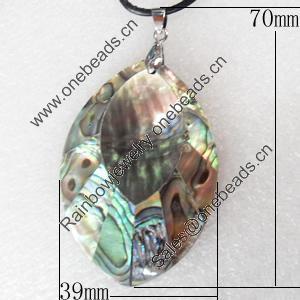 Shell Pendant, 39x70mm, Hole:Approx 4mm, Sold by PC