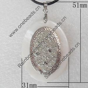 Shell Pendant, 31x51mm, Hole:Approx 4mm, Sold by PC