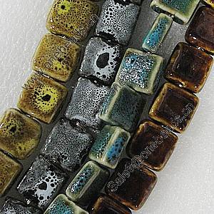 Ceramics Beads, Mix Color, Square 16mm Hole:1.5mm, Sold by Bag