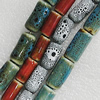 Ceramics Beads, Mix Color, Column 17x8mm Hole:1.5mm, Sold by Bag