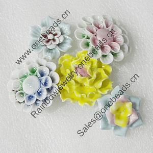 Ceramics Pendants, Mix Style, Flower 35mm-44mm Hole:5mm, Sold by Bag