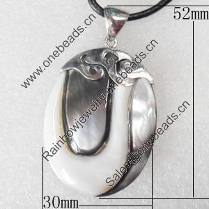 Shell Pendant, 52x30mm, Hole:Approx 4mm, Sold by PC