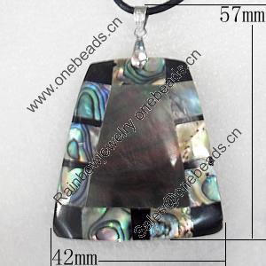 Shell Pendant, 57x42mm, Hole:Approx 4mm, Sold by PC