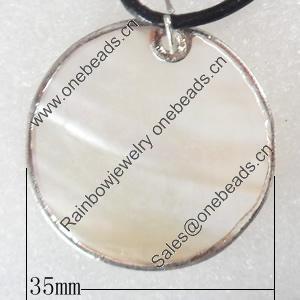 Shell Pendant, 35mm, Hole:Approx 4mm, Sold by PC