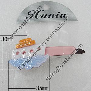 Fashional hair Clip with Acrylic, 30x35mm, Sold by Group