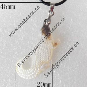 Shell Pendant, 45x20mm, Hole:Approx 4mm, Sold by PC
