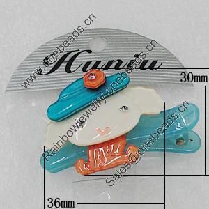 Fashional hair Clip with Acrylic, 36x30mm, Sold by Group