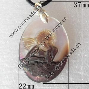 Shell Pendant, 22x37mm, Hole:Approx 4mm, Sold by PC