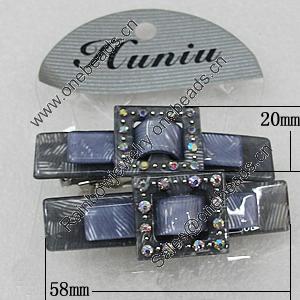 Fashional hair Clip with Acrylic, 58x20mm, Sold by Group