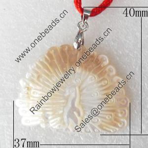 Shell Pendant, 37x40mm, Hole:Approx 4mm, Sold by PC