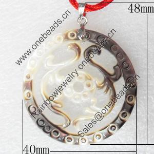 Shell Pendant, 40x48mm, Hole:Approx 4mm, Sold by PC