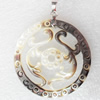 Shell Pendant, 40x48mm, Hole:Approx 4mm, Sold by PC