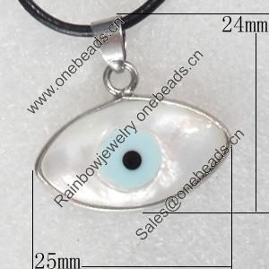 Shell Pendant, 25x24mm, Hole:Approx 4mm, Sold by PC