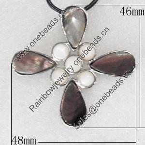 Shell Pendant, 48x46mm, Hole:Approx 4mm, Sold by PC