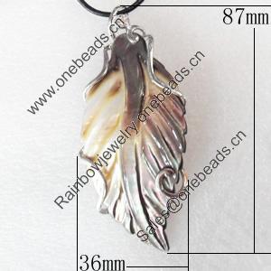 Shell Pendant, 36x87mm, Hole:Approx 4mm, Sold by PC