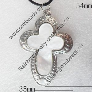 Shell Pendant, 35x54mm, Hole:Approx 4mm, Sold by PC