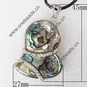 Shell Pendant, 27x45mm, Hole:Approx 4mm, Sold by PC