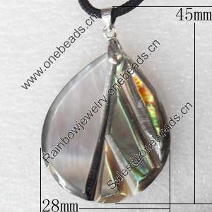 Shell Pendant, 28x45mm, Hole:Approx 4mm, Sold by PC
