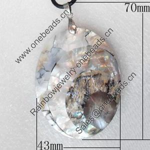 Shell Pendant, 43x70mm, Hole:Approx 4mm, Sold by PC