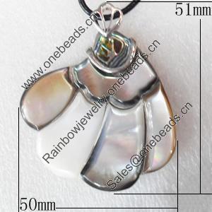 Shell Pendant, 50x51mm, Hole:Approx 4mm, Sold by PC