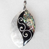 Shell Pendant, 40x72mm, Hole:Approx 4mm, Sold by PC