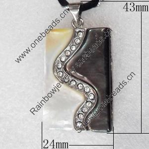 Shell Pendant, 24x43mm, Hole:Approx 4mm, Sold by PC