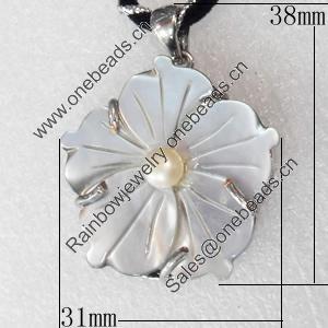 Shell Pendant, 31x38mm, Hole:Approx 4mm, Sold by PC