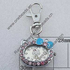 Metal Alloy Fashionable Waist Watch, Cat Head 28x30mm, Sold by PC