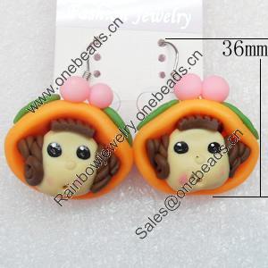 Fimo Earring, 36mm, Sold by Dozen