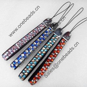 Mobile Decoration, PU Leather, Mix color, Length Approx:5.9-inch, width:10mm, Sold by PC