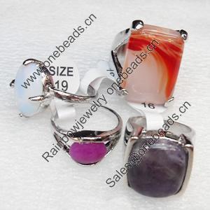 Alloy Gemstone Finger Rings, Mix color & Mix style, 15-27x32mm, Ring:16-20mm inner diameter, Sold by Group