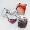 Alloy Gemstone Finger Rings, Mix color & Mix style, 15-27x32mm, Ring:16-20mm inner diameter, Sold by Group
