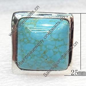 Alloy Gemstone Finger Rings, 25mm, Ring:18mm inner diameter, Sold by Box
