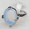 Alloy Gemstone Finger Rings, 15x18mm, Ring:18mm inner diameter, Sold by Box