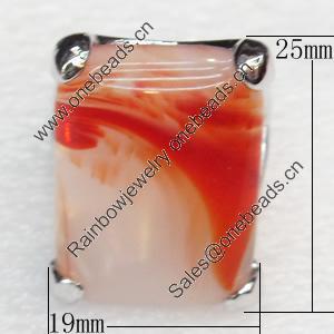 Alloy Gemstone Finger Rings, 19x25mm, Ring:18mm inner diameter, Sold by Box