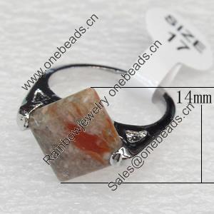 Alloy Gemstone Finger Rings, 14mm, Ring:17mm inner diameter, Sold by Box