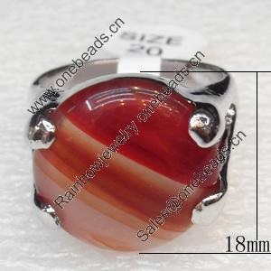 Alloy Gemstone Finger Rings, 18mm, Ring:20mm inner diameter, Sold by Box