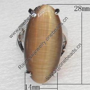 Alloy Cats Eye Finger Rings, 14x28mm, Ring:18mm inner diameter, Sold by Box