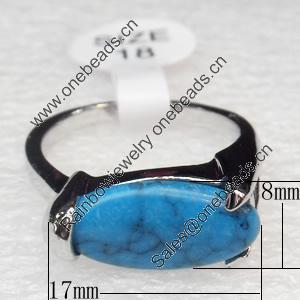 Alloy Gemstone Finger Rings, 8x17mm, Ring:18mm inner diameter, Sold by Box