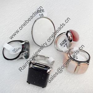 Alloy Gemstone Finger Rings, Mix color & Mix style, 10-24x32mm, Ring:16-20mm inner diameter, Sold by Group