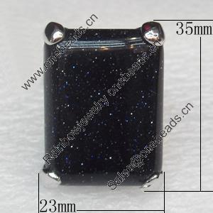 Alloy Gemstone Finger Rings, 23x35mm, Ring:16mm inner diameter, Sold by Box
