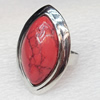 Alloy Gemstone Finger Rings, 18x24mm, Ring:18mm inner diameter, Sold by Box