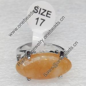 Alloy Gemstone Finger Rings, 11x20mm, Ring:17mm inner diameter, Sold by Box