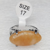 Alloy Gemstone Finger Rings, 11x20mm, Ring:17mm inner diameter, Sold by Box