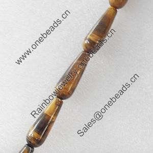 Tiger Eye Stone, Teardrop, 10x28mm, Hole:1mm, Sold per 16-inch Strand